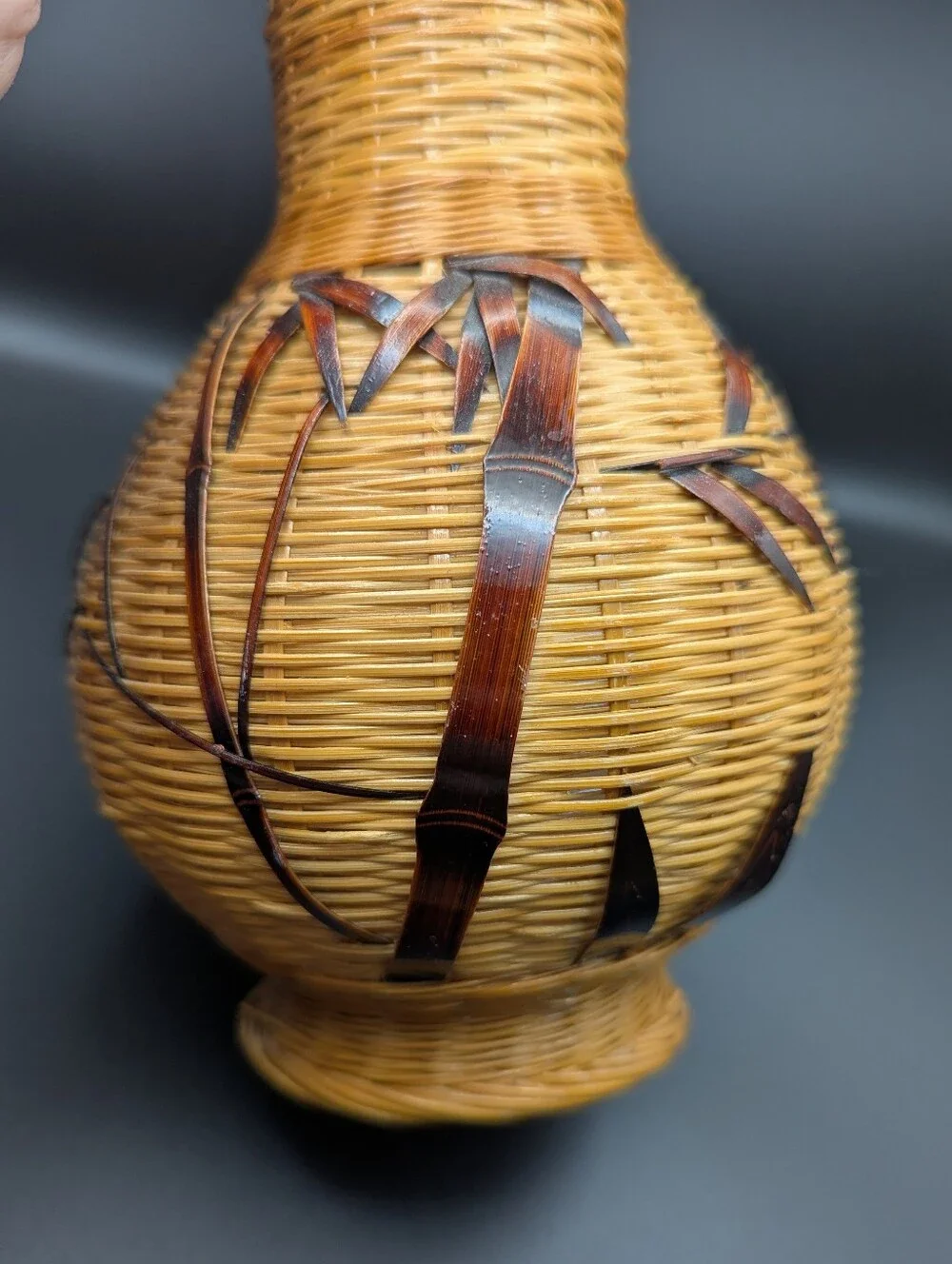 Woven Bamboo Vase with Porcelain Insert